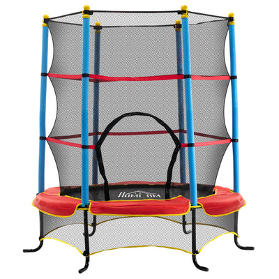 Qaba 65" Kids Mini Trampoline Safety Enclosure Net Zipper Pad Indoor Outdoor Bouncer Exercise Toy 3-6 Years 