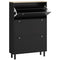 HOMCOM Narrow Shoe Storage Cabinet with 3 Flip Drawers Adjustable Shelves for 24 Pairs Black