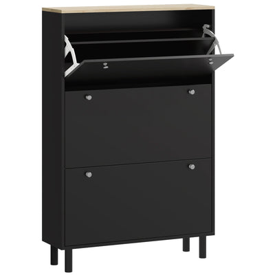 HOMCOM Narrow Shoe Storage Cabinet with 3 Flip Drawers Adjustable Shelves for 24 Pairs Black 