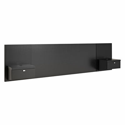 King size Modern Wall Mounted Floating Headboard with Nightstands in Black - Free Shipping 
