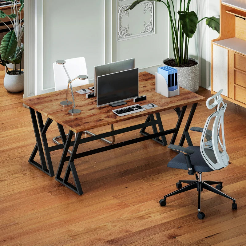 71" Computer Desk, Industrial Writing Table with X-Shaped Frame for Home Office, Rustic Brown