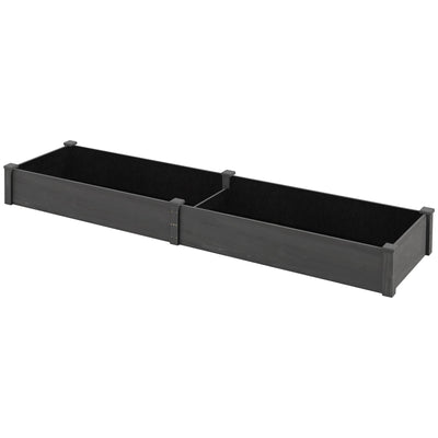Outsunny Garden Bed 2 Planter Box Non-woven Liner Backyard Patio Outdoor Elevated Raised Galvanized Steel Wooden 96" x 24" x 10" Grey 