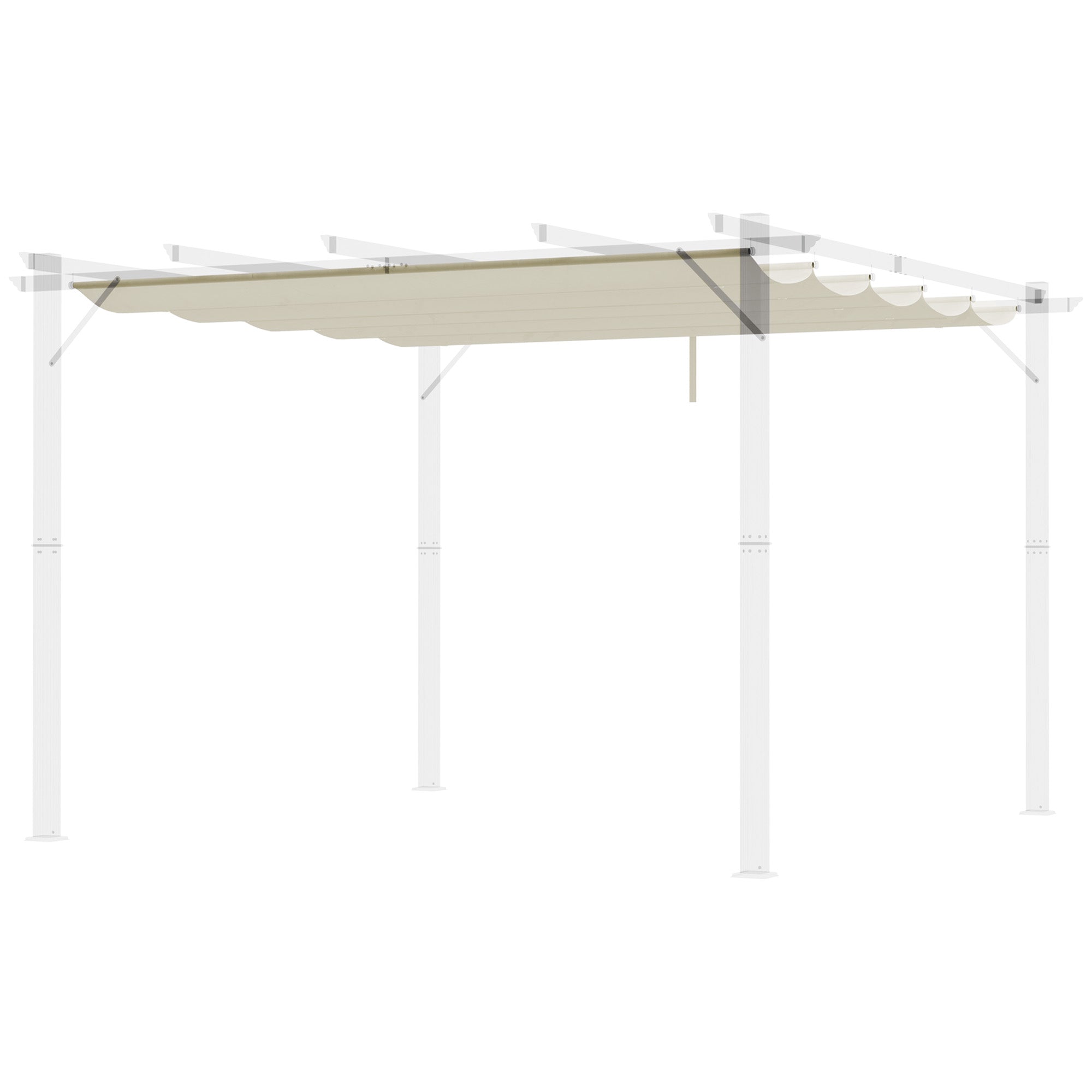 Outsunny Retractable Replacement Pergola Canopy for 9.8' x 9.8' Pergola, Pergola Cover Replacement, Cream White 