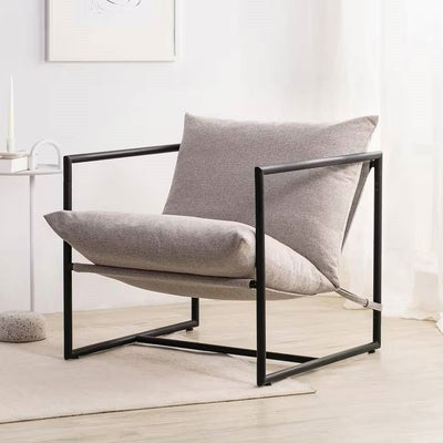 Modern Beige Grey Tan Oatmeal Upholstered Accent Chair with Metal Frame - Free Shipping 