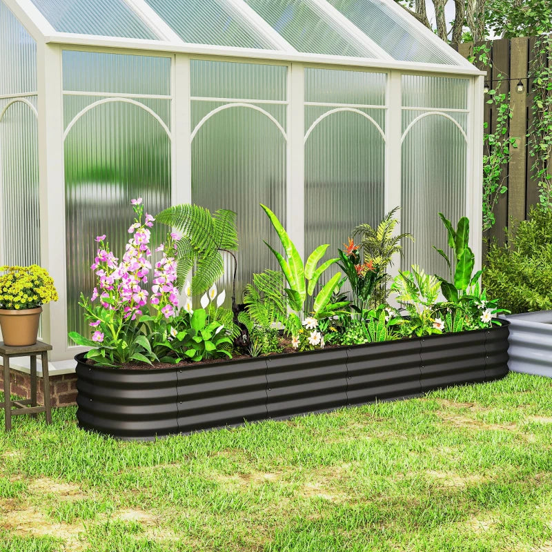 7.9 x 2 x 1ft Galvanized Raised Garden Bed Kit, Metal Planter Box with Safety Edging, Black
