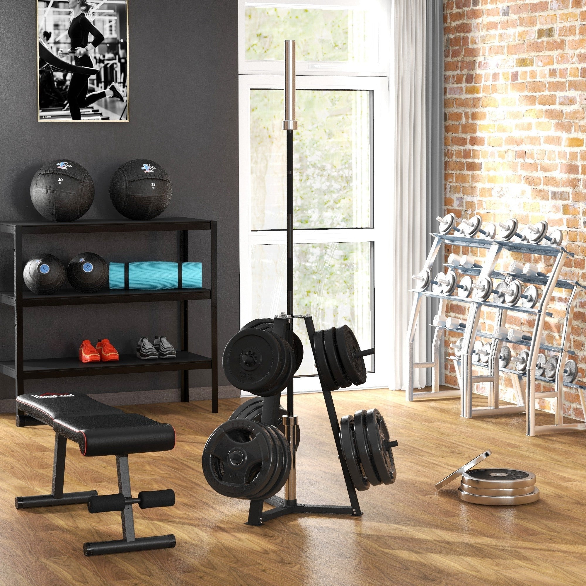 Soozier Weight Rack for 1-Inch or 2-Inch Weight Plates, 660LBS Capacity Weight Plate Rack for Home Gym Storage 