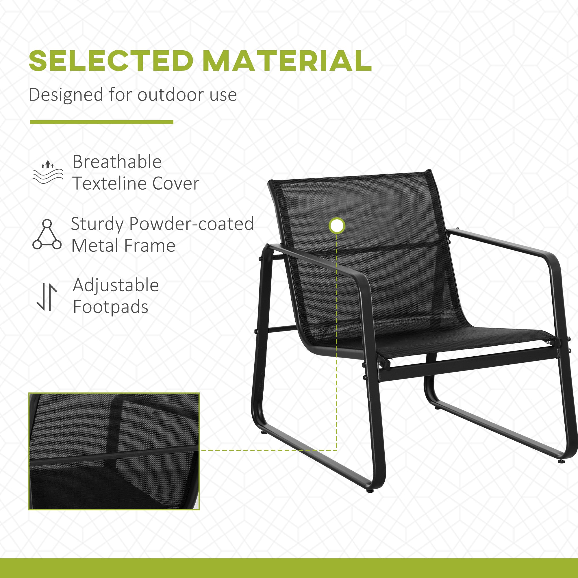 Outsunny 4 PCs Patio Furniture Set with Texteline Seat Outdoor Conversation Set with Loveseat, Center Coffee Table, Black 