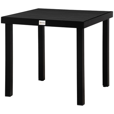 Outsunny Outdoor Dining Table for 4 Square Aluminum Patio Table Garden Lawn Backyard Black 