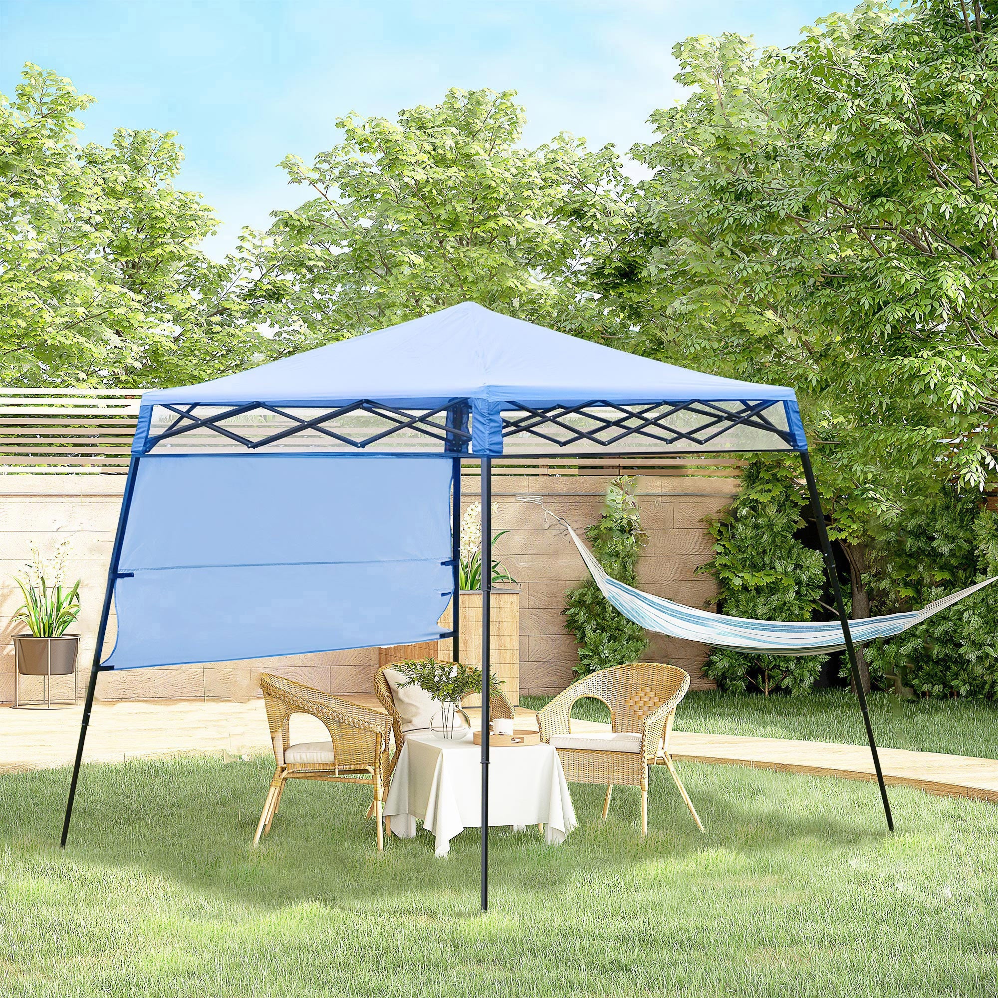 Outsunny Garden Pop Up Gazebo Tent 7'x7' with Backpack Adjustable Legs Outdoor Canopy Blue Black 