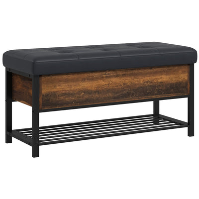 HOMCOM Upholstered Flip Top Shoe Bench: Hallway Storage Seat for 3 Pairs with Hidden Compartment Design 