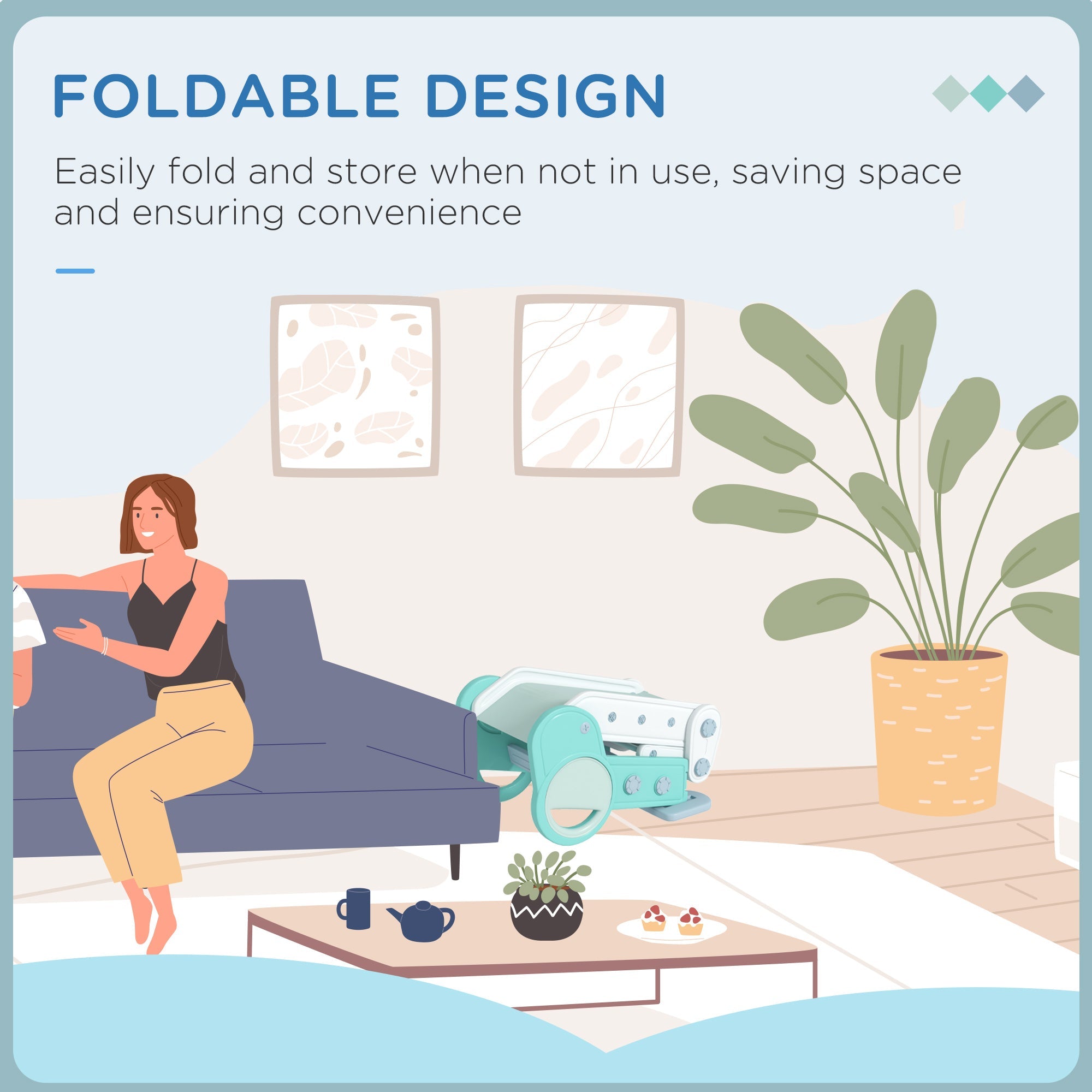 Qaba Foldable Toddler Slide Indoor Playset for Boys Girls Ages 1.5-3 Years Durable Safe Green 