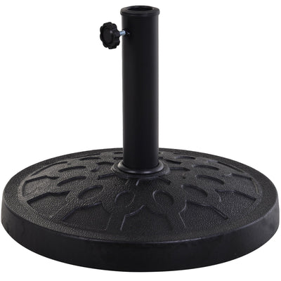 Outsunny Umbrella Base: Resin Round Patio Parasol Stand Holder Coated Pole for Outdoor Black 
