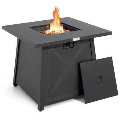 30 Inch Square Propane Gas Fire Table with Waterproof Cover - Free Shipping 