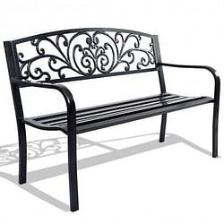 50 Inch Patio Park Steel Frame Cast Iron Backrest Bench Porch Chair - Free Shipping 