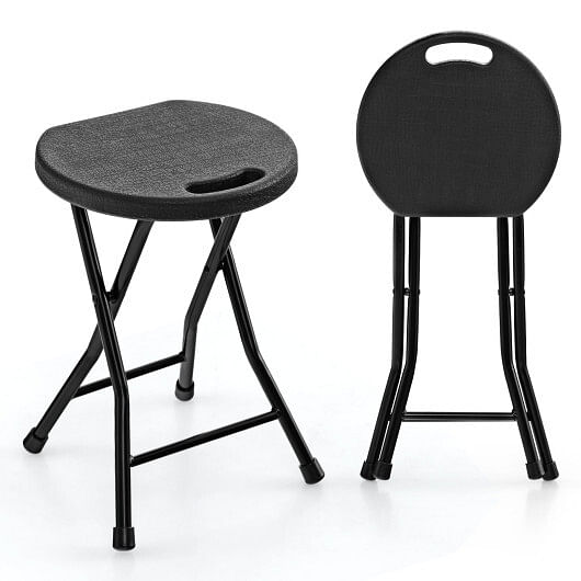 Set of 2 18 Inch Collapsible Round Stools with Handle - Free Shipping 