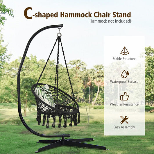 Solid Steel C Hammock Frame Stand - Free Shipping