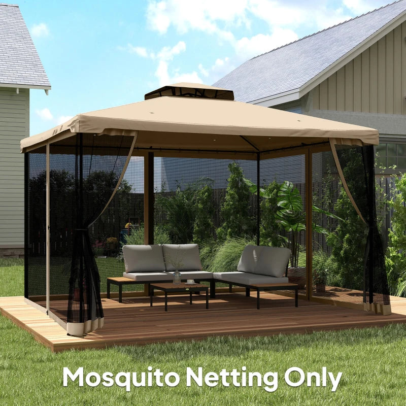 Replacement Mosquito Netting for Gazebo 10' x 12' Black Screen Walls for Canopy with Zippers, Beige