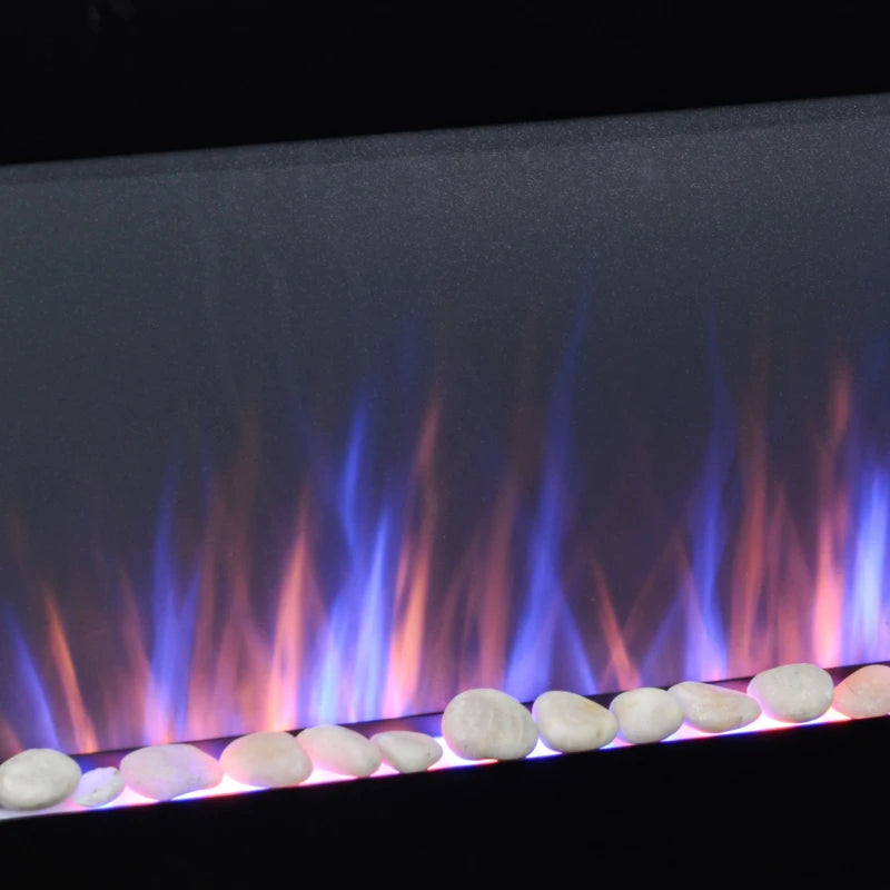 Wall Mounted Fireplace, 41 Inch Modern Electric Fireplace with Patented LED Flame Effect and 7 Colors, Black