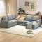 Pull Out Sofa Bed, Sleeper Sofa Couch with Hidden Storage, Chaise Lounge, Velvet Upholstery, U-Shaped Futon Couch