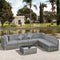 Outsunny 7pc Garden Wicker Sectional Set w/Tea Table Outdoor Wicker Sofa with Cushion, Grey