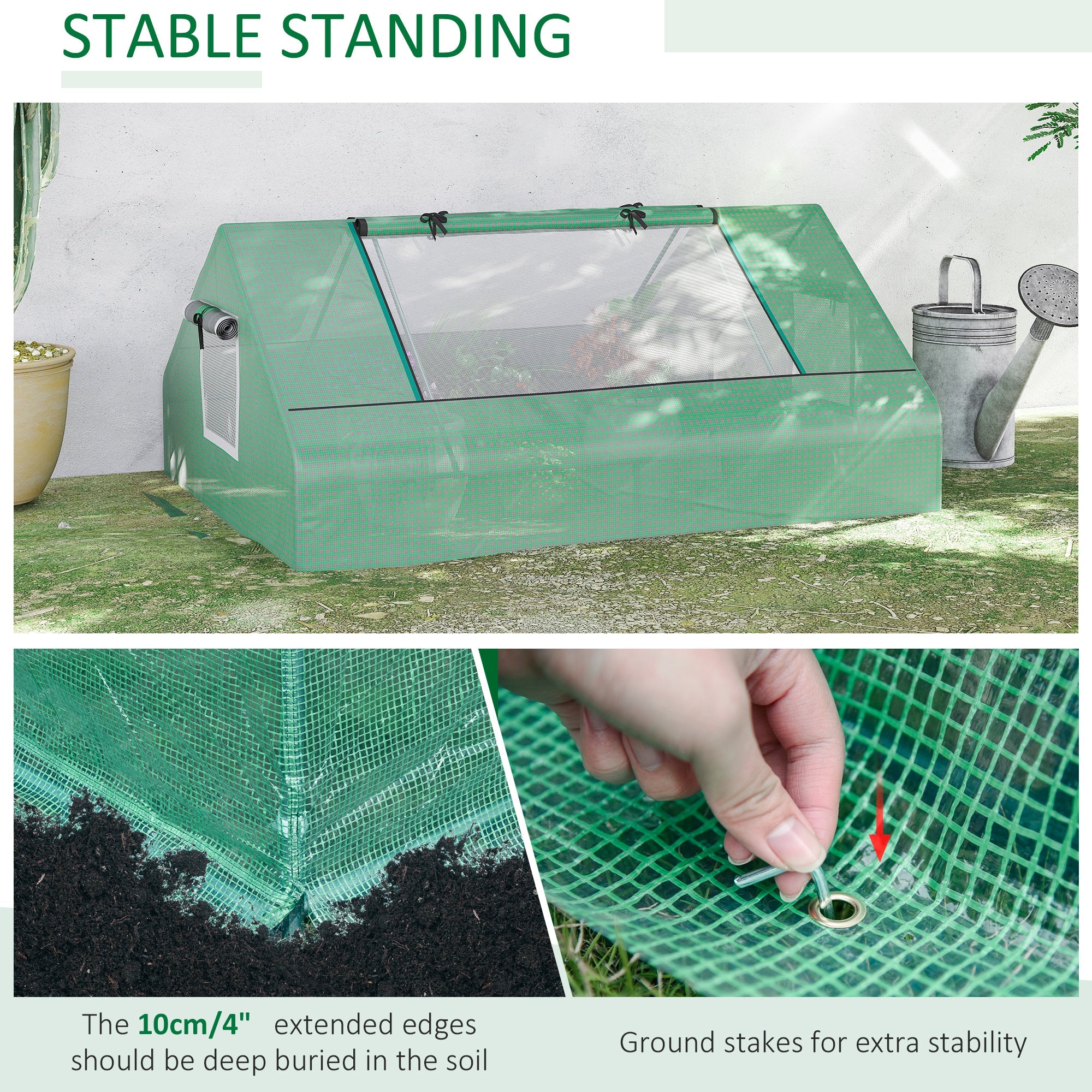 Outsunny Mini Portable Grow Chamber: 71" x 55" x 32" Hot House for Plants with 2 Large Windows Ground Nails, Outdoor Indoor 