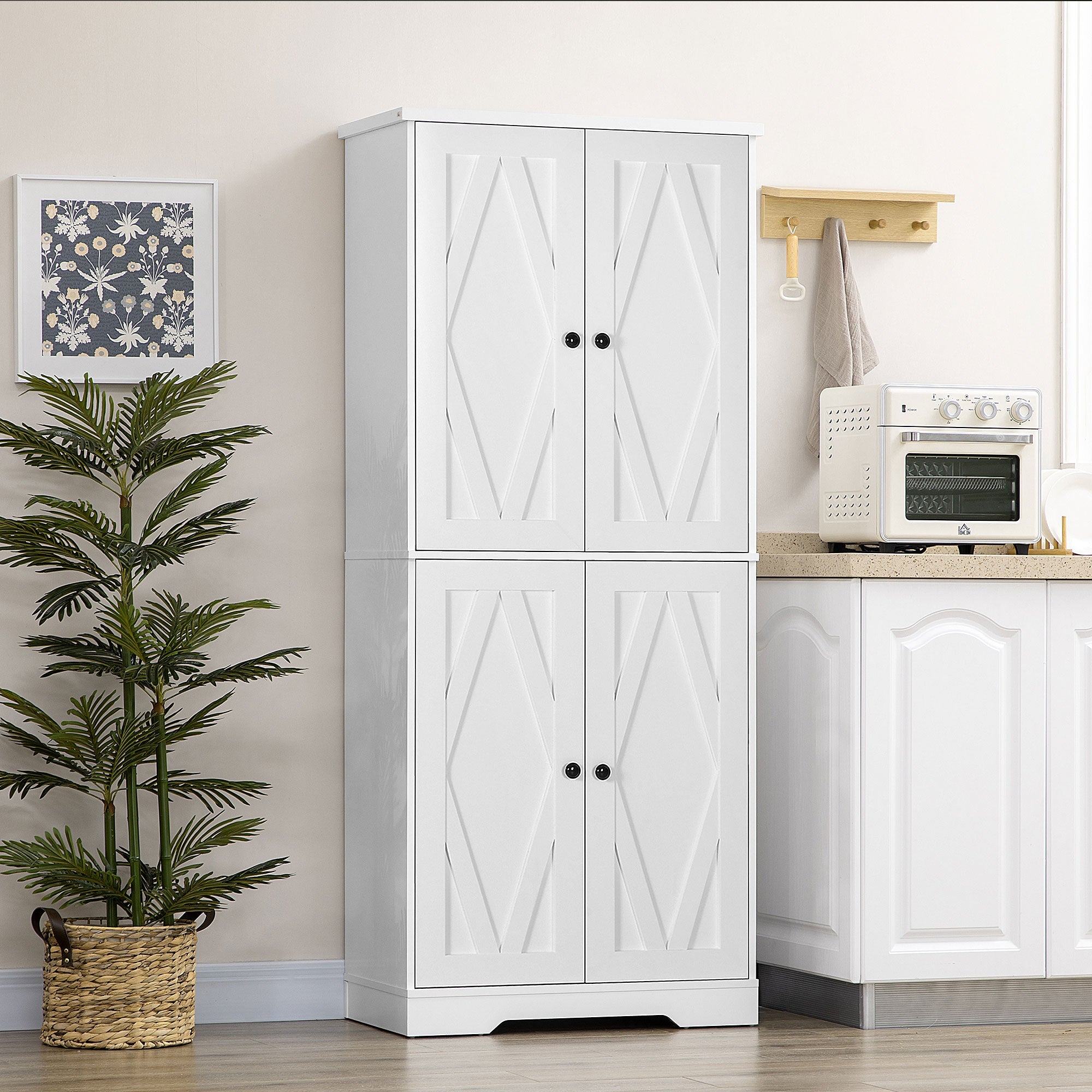 HOMCOM Freestanding Kitchen Storage Cabinet: Pantry Cabinet with Doors and Shelves for Dining Room 