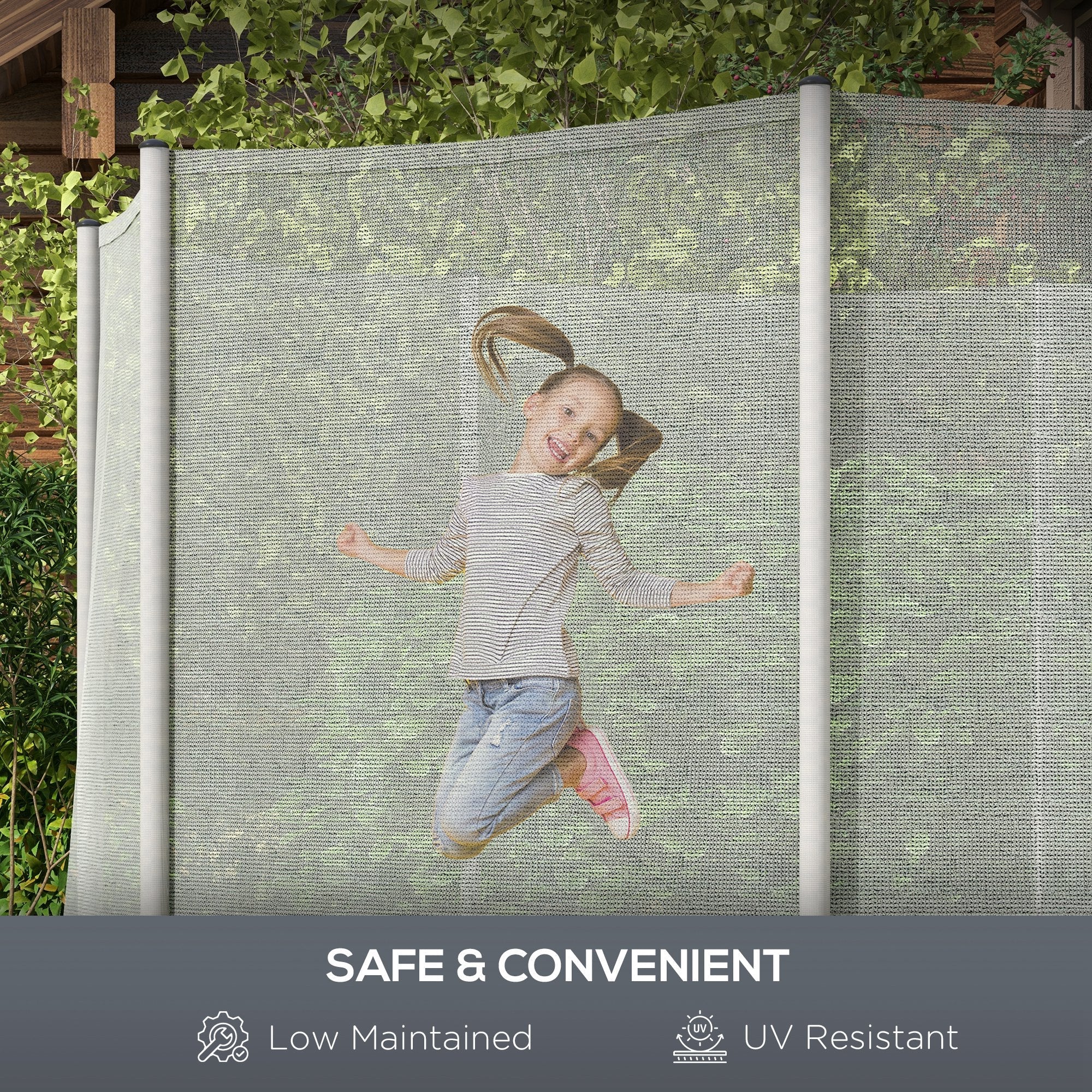 Soozier 14FT Enclosure Trampolining Bounce Safety Accessories Trampoline Net with 8 Poles, Grey 