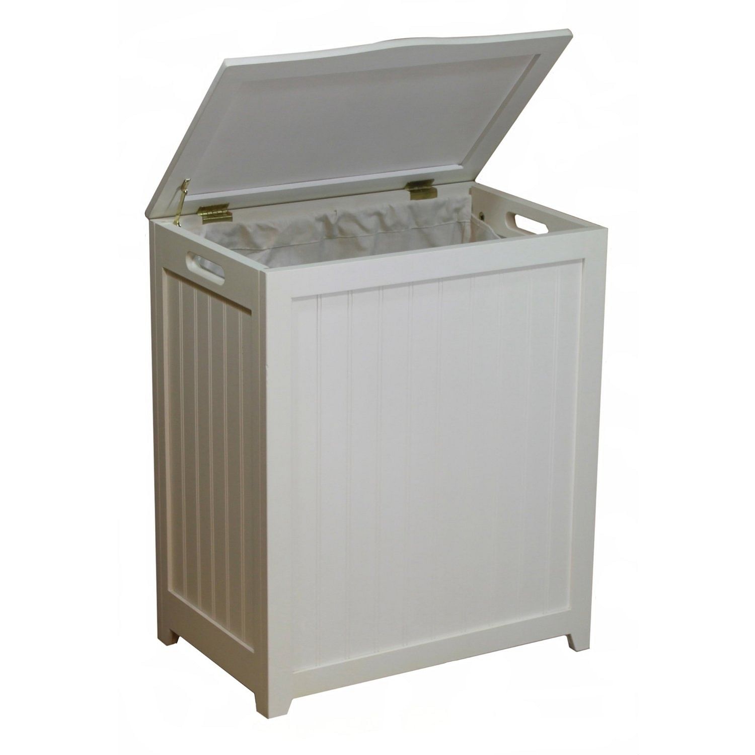 White Solid Wood Rectangular Laundry Hamper - Free Shipping 