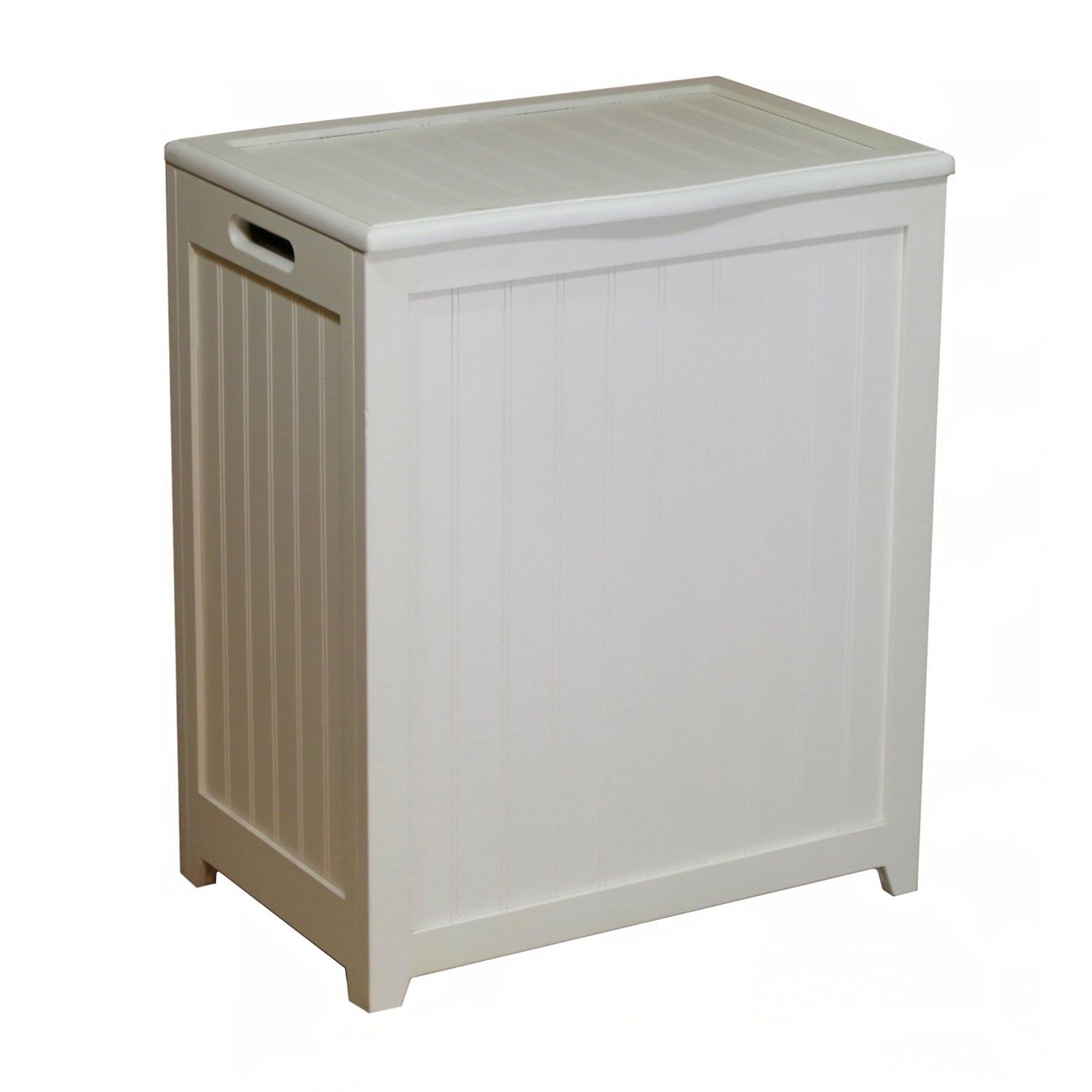 White Solid Wood Rectangular Laundry Hamper - Free Shipping