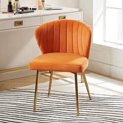 Orange Velvet Upholstered Wingback Accent Side Chair with Gold Metal Legs - Free Shipping