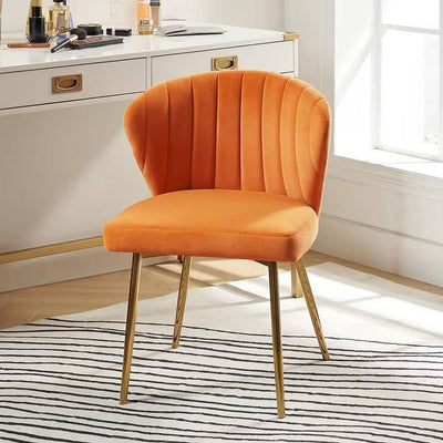 Orange Velvet Upholstered Wingback Accent Side Chair with Gold Metal Legs - Free Shipping 