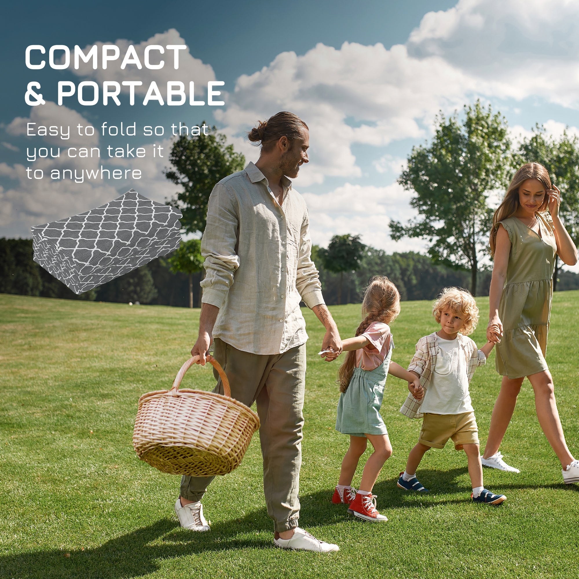 Outsunny 6' x 9' Waterproof Outdoor Rug RV Reversible Mat for Backyard Deck Picnic Beach Camping Grey White Net 