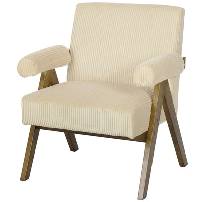 HOMCOM Corduroy Accent Chair Armchair with Wide Seat and Soft Padded Armrests for Reading, Bedroom, Beige 