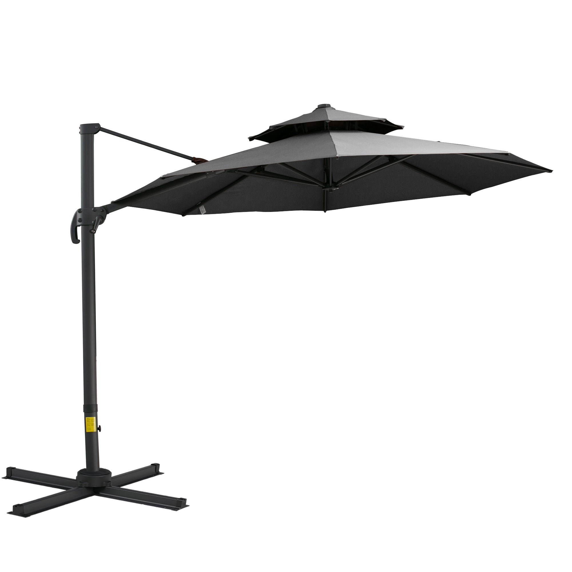 Outsunny 11ft Outdoor Cantilever Umbrella Sun Shade with Rotatable Double-top Canopy Adjustable Angle for Garden Lawn 