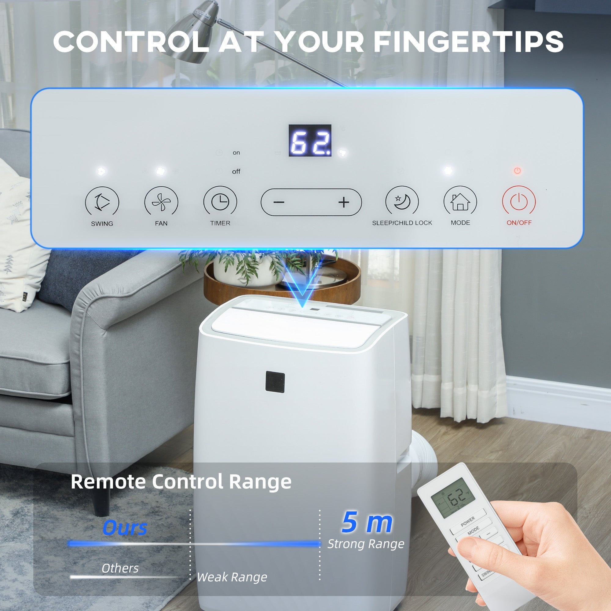 HOMCOM 12000 BTU Portable Air Conditioner, AC Unit with Cool, Dehumidifier, Fan, 550 Sq. ft, 24H Timer On Off, Window Kit 