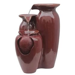 Outdoor Garden Patio 3-Tier Burgundy Red Ceramic-Look Polyresin Water Fountain - Free Shipping