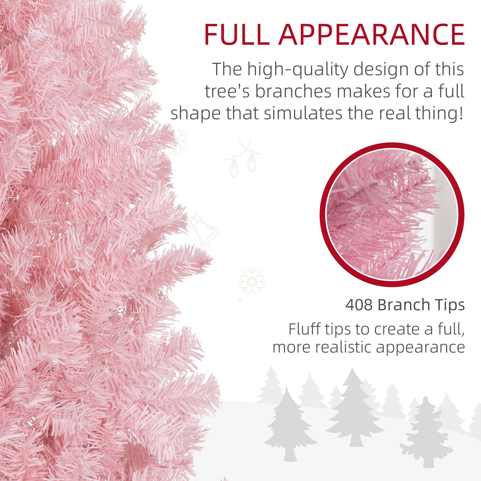 HOMCOM 5FT Pencil Christmas Tree, Artificial Christmas Tree with Automatic Open for Home Party, Pink 