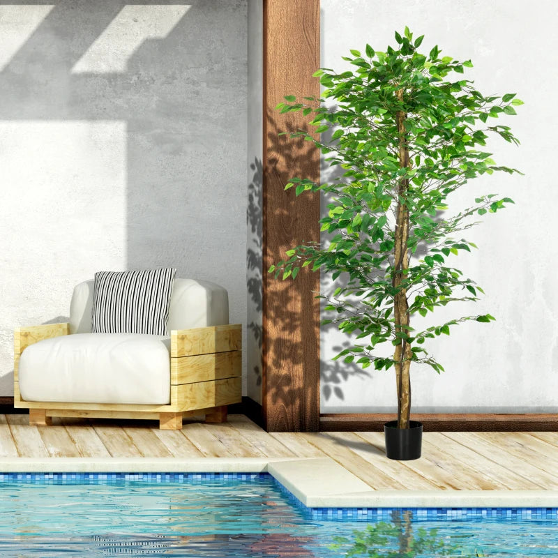 Set of 2 6ft Artificial Trees Ficus, Indoor Fake Plants with Pot, for Home Decor