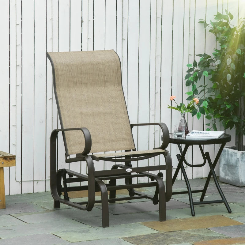Patio Glider with Breathable Mesh Fabric, Outdoor Glider Chair, Garden Rocking Gliding Seat for Patio, Yard, Porch, Sand