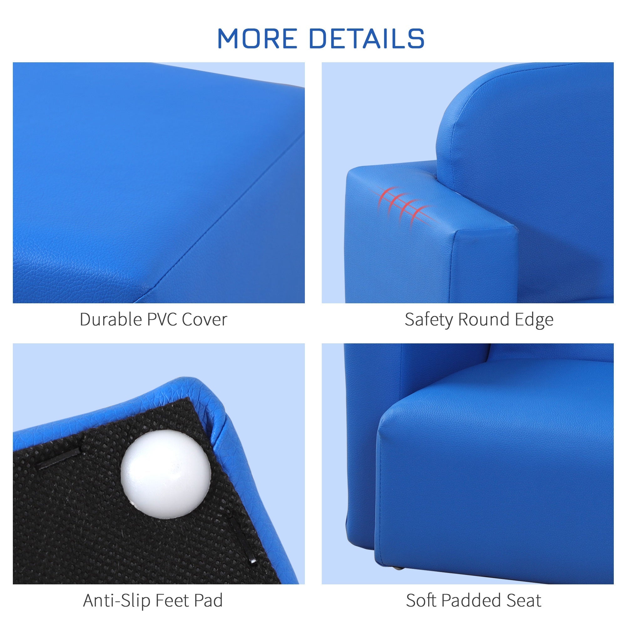 Qaba 2-in-1 Kids Convertible Table & Sofa Chair Set, Blue Multifunctional Toddler Armchair and Activity Couch 