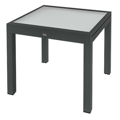 Outsunny Extendable Aluminum Patio Dining Table Tempered Glass Top Outdoor Furniture for Garden Lawn Backyard Clear 