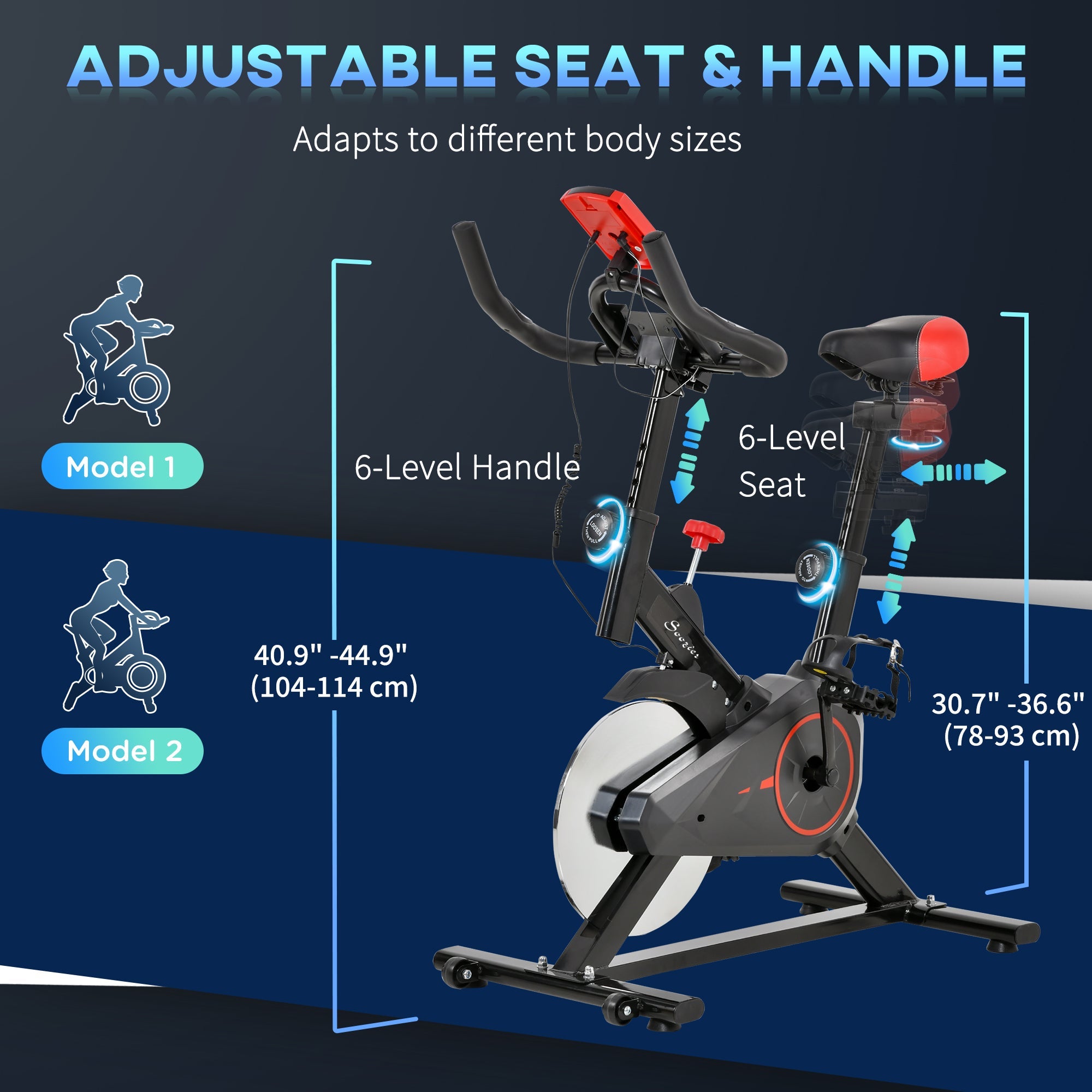 Soozier Upright Exercise Bike Indoor Cycling Cardio Workout Machine Adjustable Resistance Flywheel LCD Monitor 