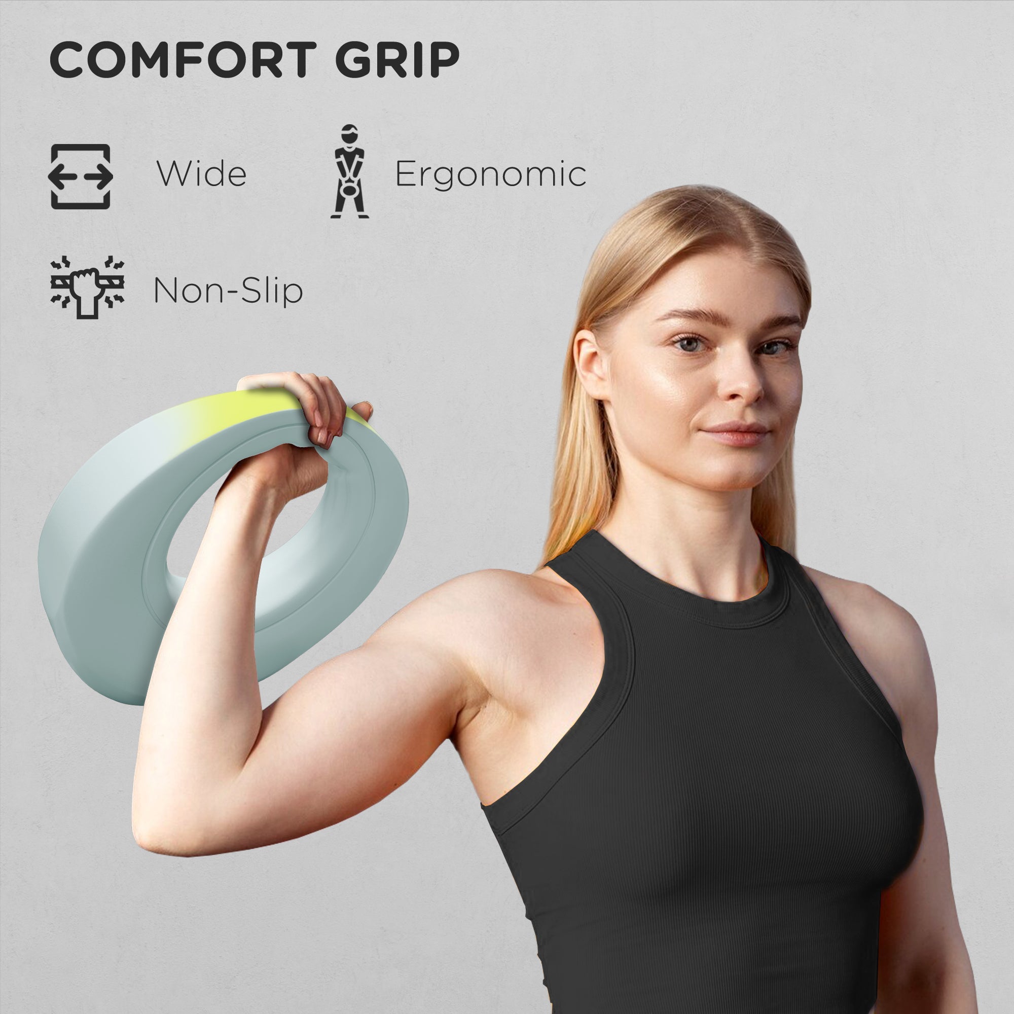 Soozier 22lbs Kettlebell, Soft Kettle Bell with Wide Handle for Home Gym Weight Lifting and Strength Training, Light Grey 