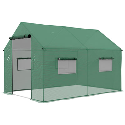 Outsunny 6.6'x10'x6.6' Walk-In Tunnel Greenhouse UV-Resistant Door Mesh Windows Green 