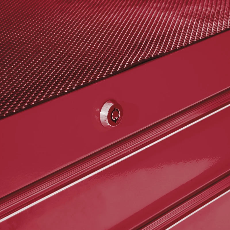 5-Drawer Rolling Tool Cabinet on Wheels, Lockable Tool Chest, Tool Organizer for Garage, Factory and Workshop, Red