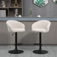 Bar Stools Set of 2, Swivel Counter Height Barstools with Back, Footrest, Adjustable Height, Beige
