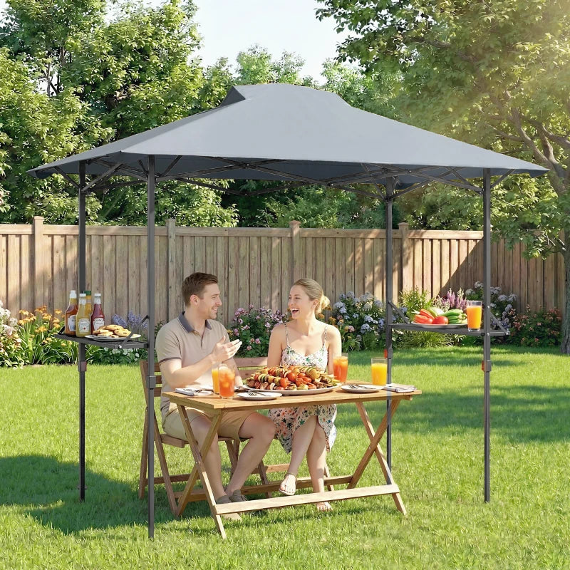 5 x 8.5 ft Pop Up Grill Gazebo with 2 Shelves, UPF 50+ Outdoor Instant Canopy Portable Shelter with Carry Bag, Dark Grey