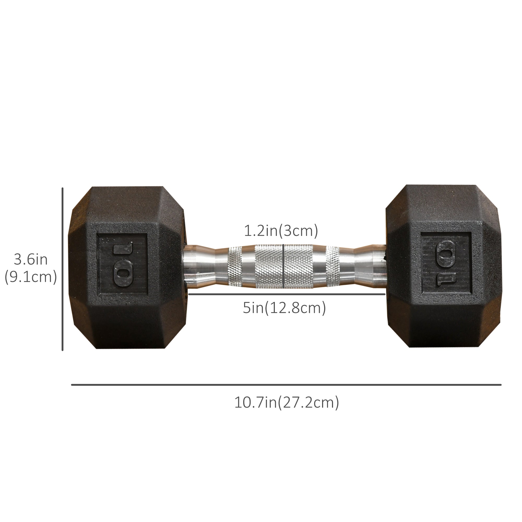 Soozier 20lbs Rubber Dumbbells Set: 2 x 10lbs Hand Weights for Muscle Toning, Black, Home Gym Fitness 