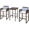 Outsunny 3-Piece Wicker Bar Set Patio Bar Table Chair with Cushions Poolside 25.2