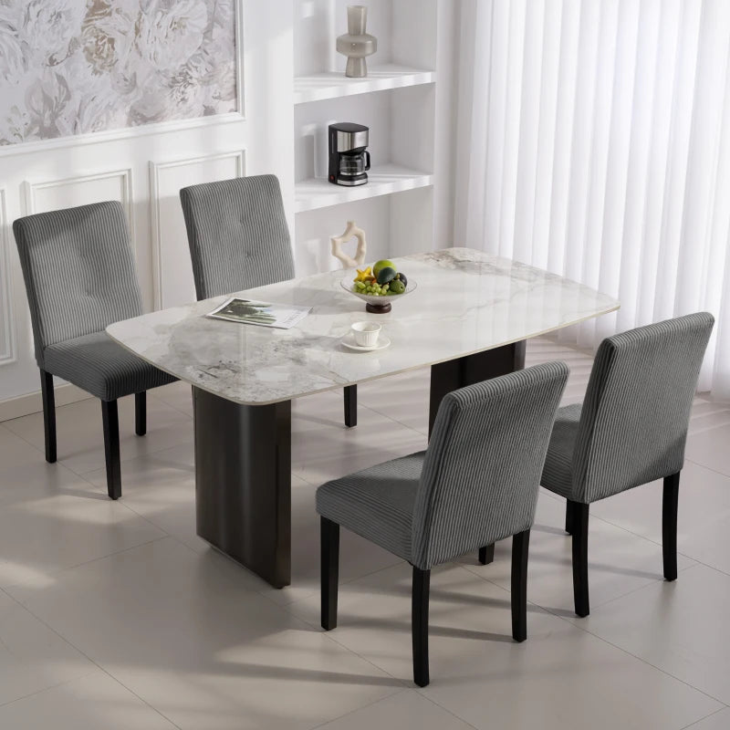Modern Dining Chairs Set of 4, Kitchen Chairs with Rubberwood Legs and Padded Seat, Dark Grey